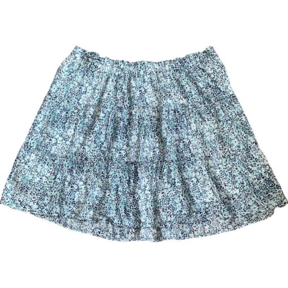 🍉LOFT-FLIRTY Shimmer Floral Tiered Skirt (18) EUC lined mini a-line - Picture 2 of 4